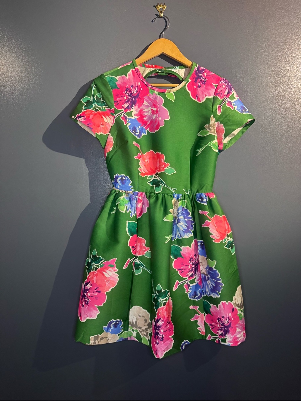 Kate Spade Garden Party Green & Pink Floral Feminine Mini Dress 4 Wedding nwot